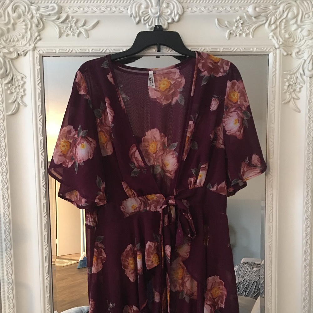 Kimono Self Tie Cover Up Floral Print High Low